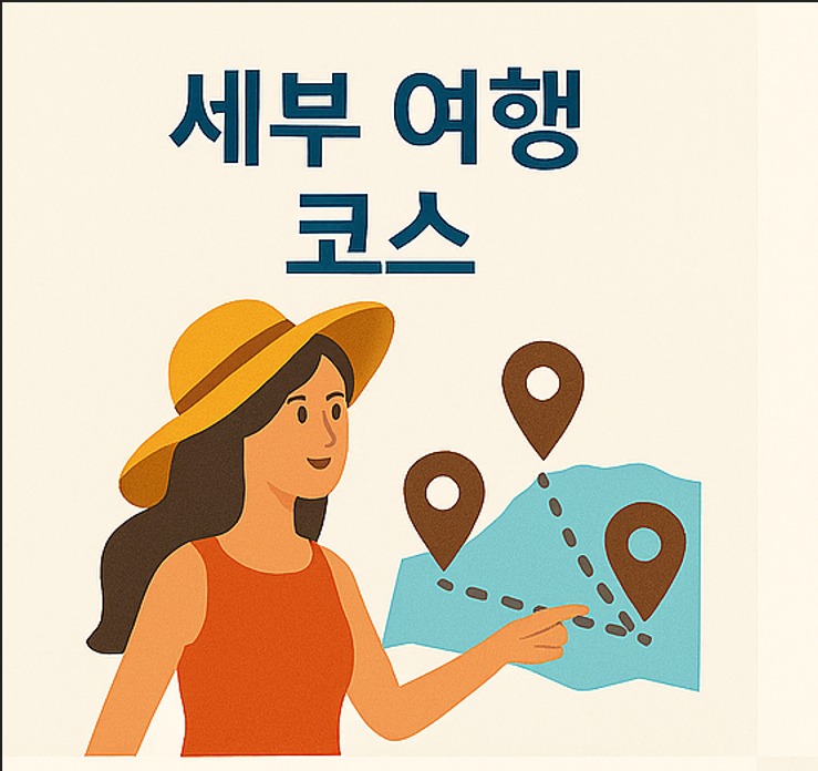 세부 여행 치안과 공항 도착 후 이동 동선을 설명하는 안내 이미지