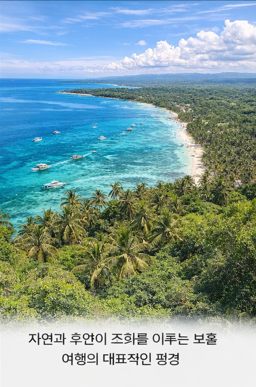 보홀 여행 대표 풍경과 에메랄드빛 바다 전경