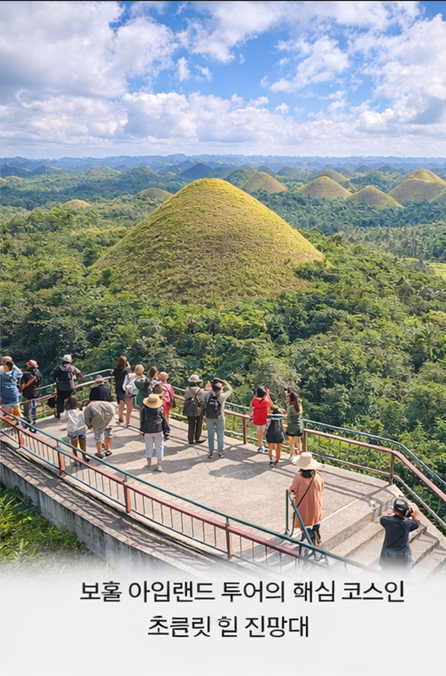 보홀 아일랜드 투어 중 초콜릿 힐 전망대 전경