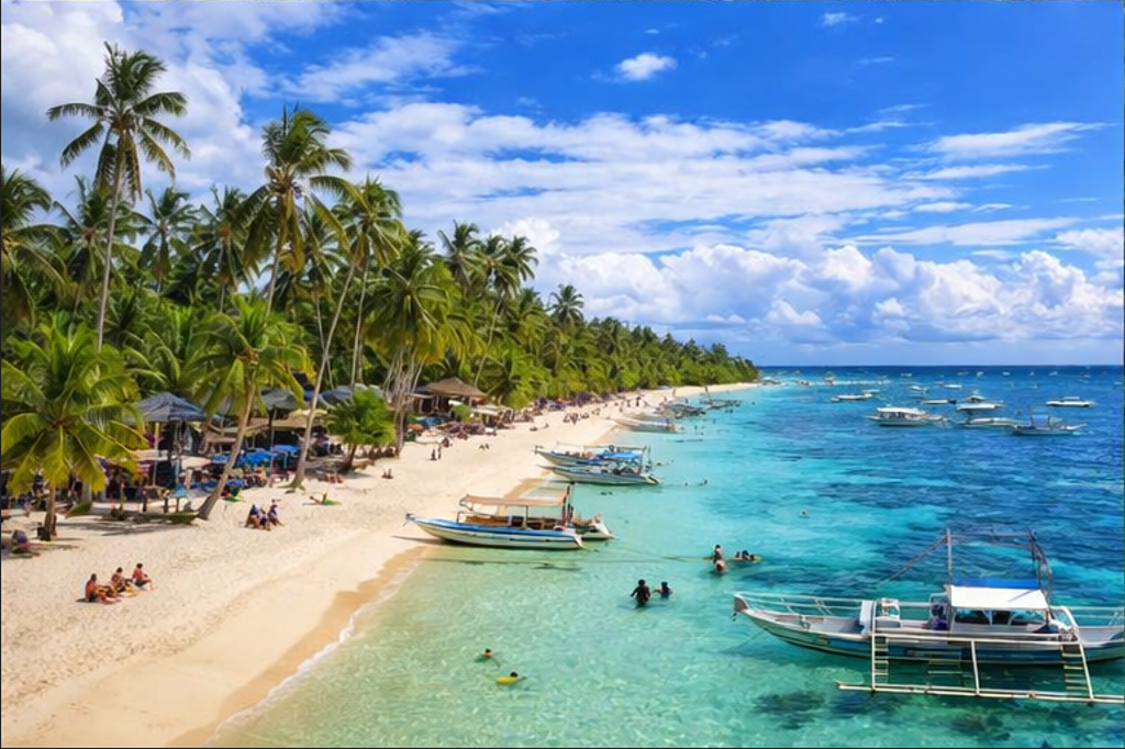 보홀 알로나 비치 해변과 리조트 전경