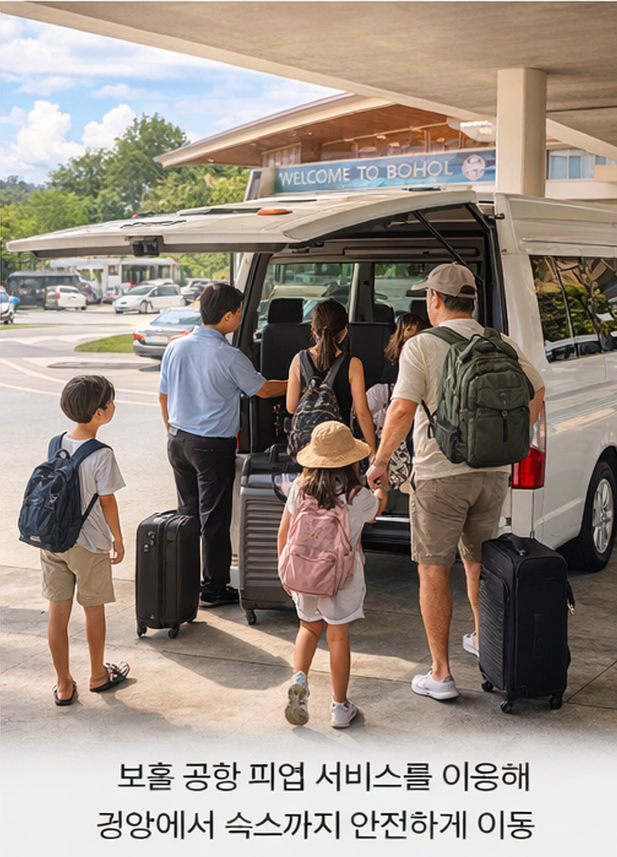 보홀 공항 픽업 서비스로 숙소로 이동하는 여행자 모습