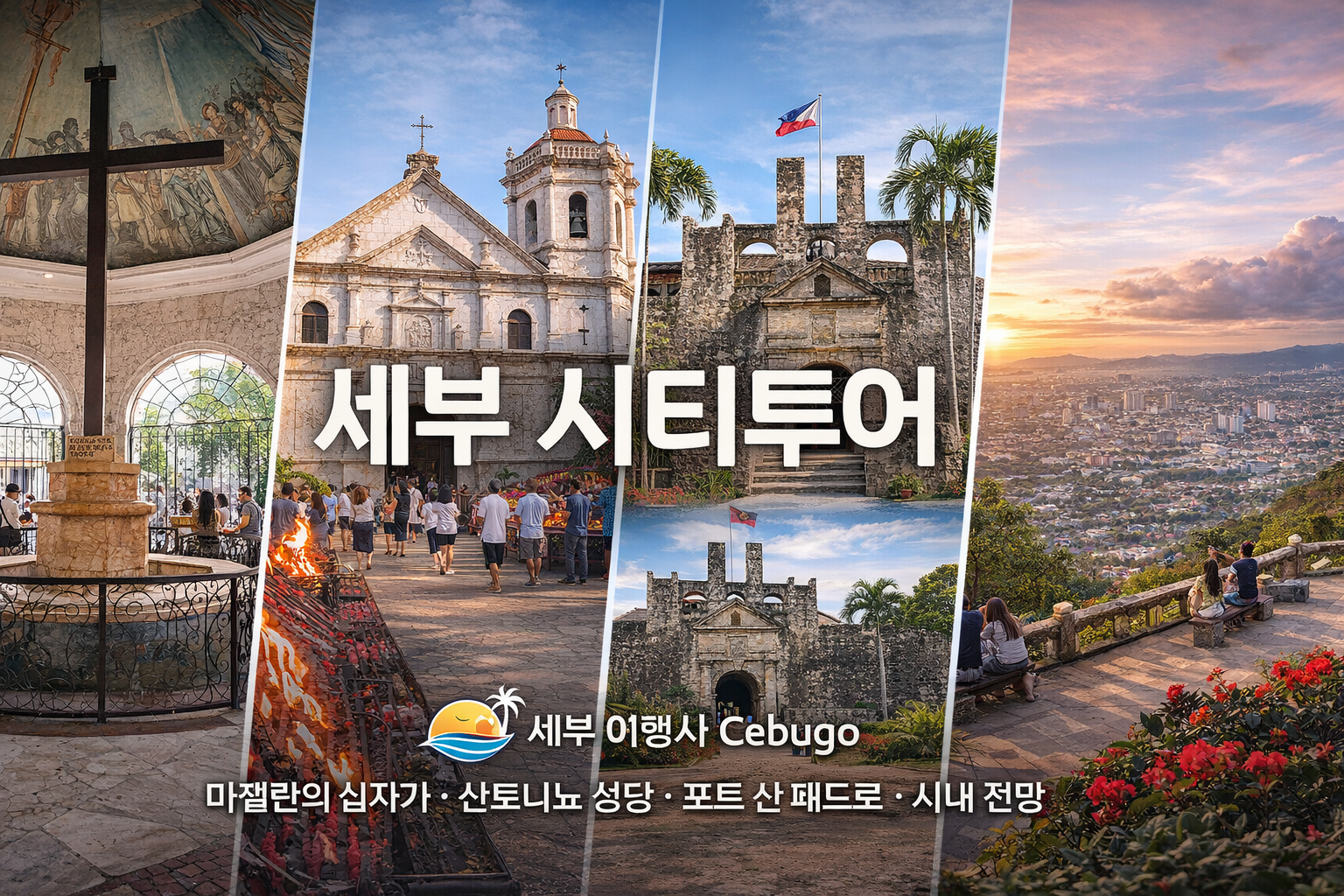 세부 여행사 Cebugo가 운영하는 세부 시티투어 주요 코스 마젤란의 십자가 산토니뇨 성당 포트 산 페드로 시내 전망