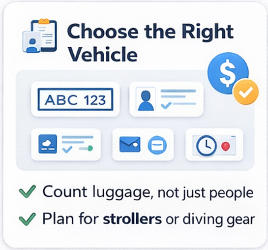 세단·MPV·밴 차량 크기별 추천 인원과 수하물 기준 비교