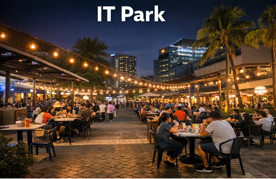 세부 다이빙·호핑 일정 후 IT Park 쇼핑 루트를 보여주는 일정 연결 이미지